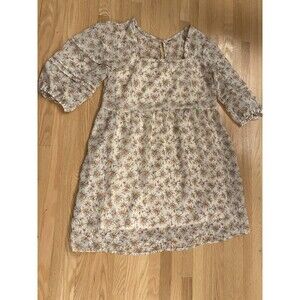 Dainty Cottagecore Coquette Babydoll Sheer Floral Pleated Sleeve Minidress L